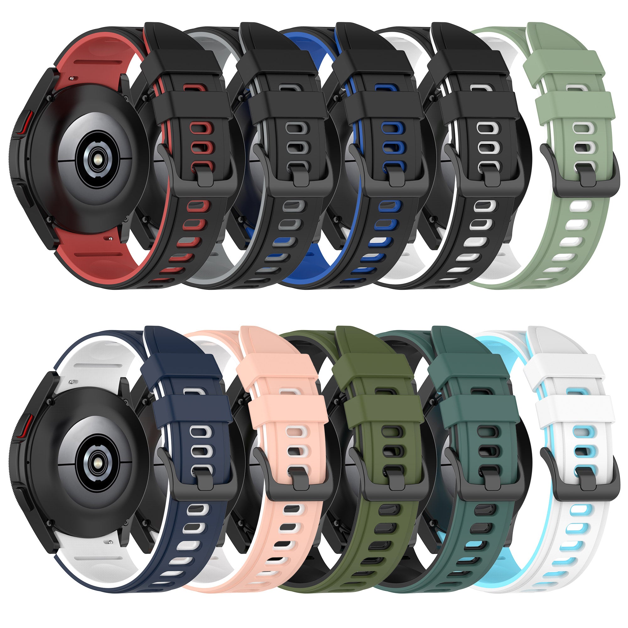 Dual Color Breathable Sport Silicone Watch Band Replacement Strap for Samsung Galaxy Watch6 40mm 44mm Watch6 Classic 43mm 47mm Watch 5 40mm 44mm 5 Pro 45mm Watch4 40mm 44mm Watch3 41mm Dual Color Breathable Sport Silicone Watch Band Replacement Strap for Samsung Galaxy Watch6 40mm 44mm Watch6 Classic 43mm 47mm Watch 5 40mm 44mm 5 Pro 45mm Watch4 40mm 44mm Watch3 41mm